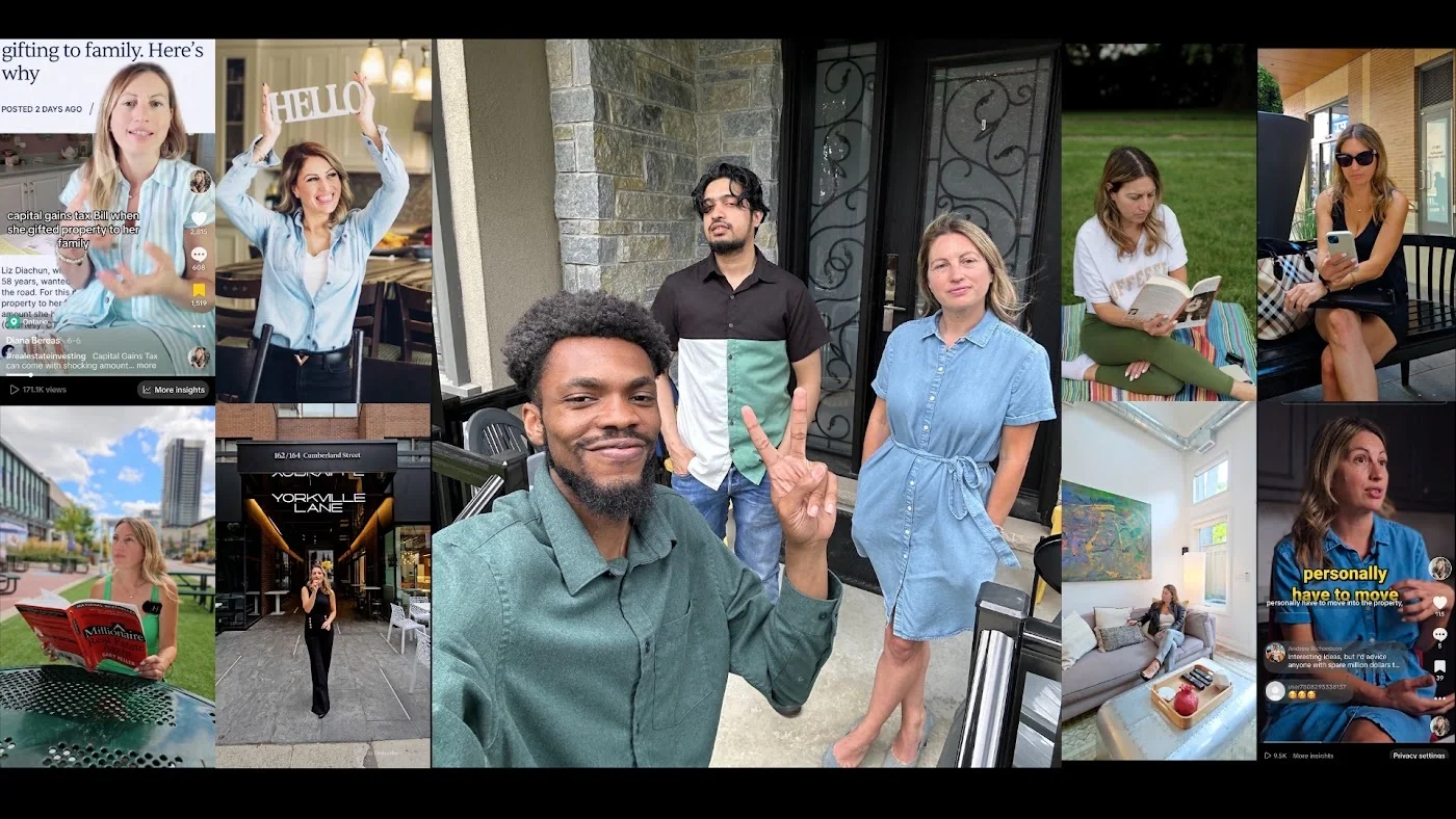 Diana and the DK Visualsx crew, with examples of her real-estate content