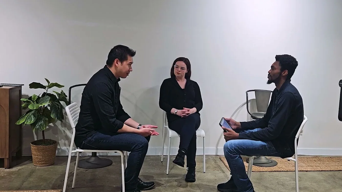 DK Visualsx guiding an interview on location