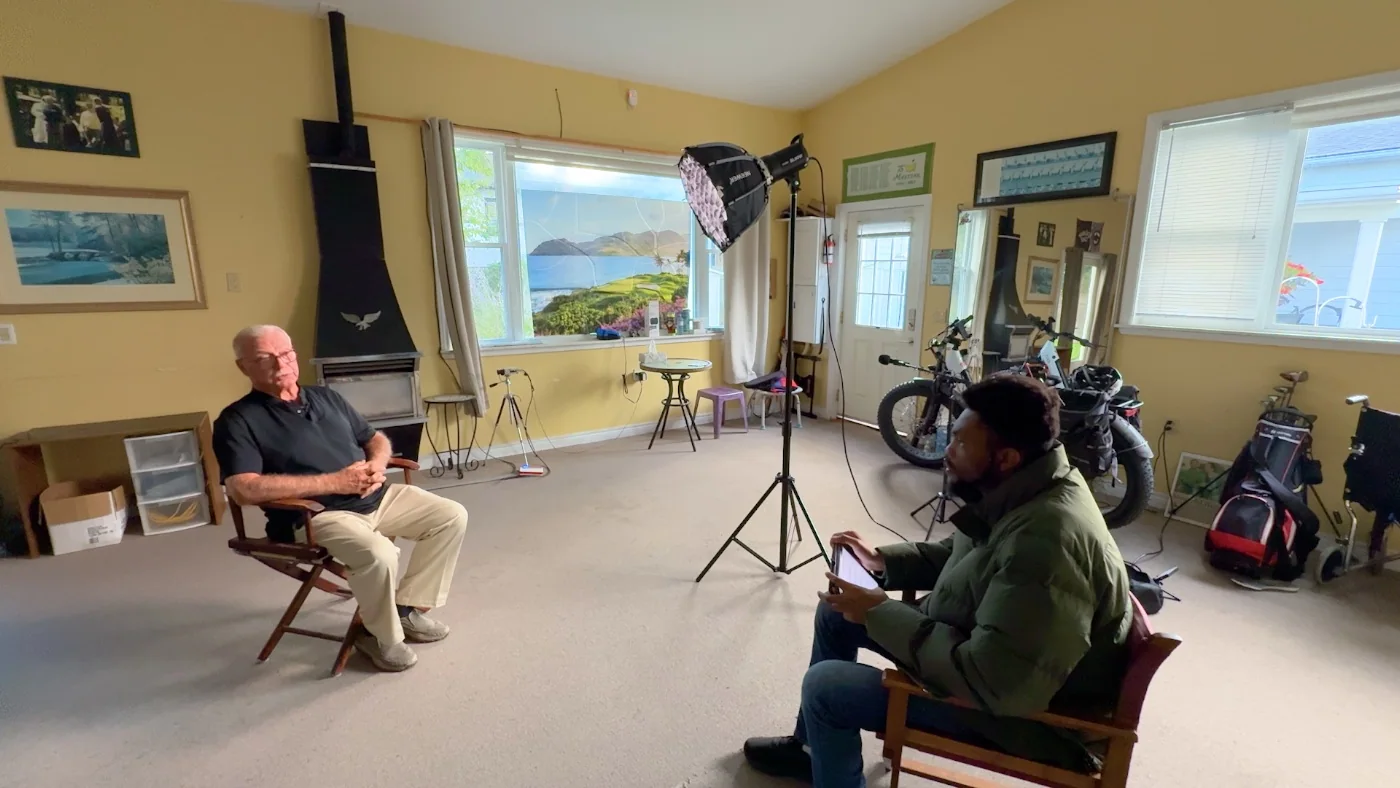 The EZR interview setup with Tim and Dominic